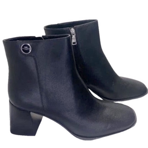 Coach Black Leather Ankle Booties with Side Zip
